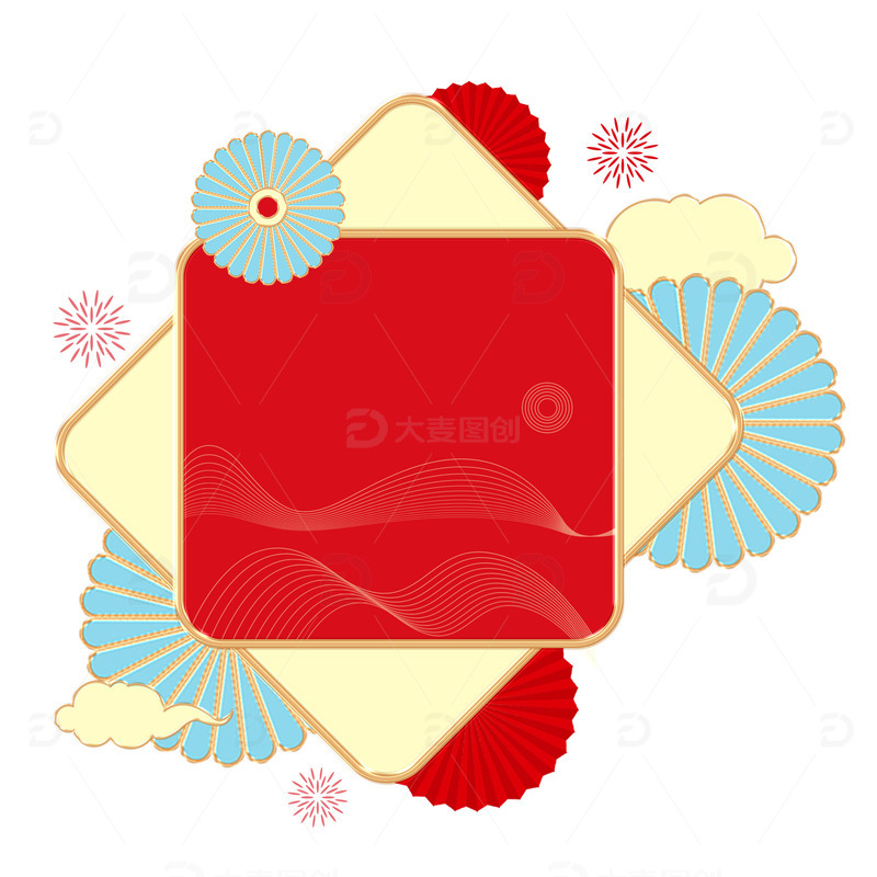 源文件下载【趣麦麦图】红色春节中国风图框元素