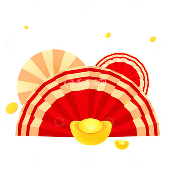 源文件下载【趣麦麦图】国潮红色喜庆新年国风扇子元素