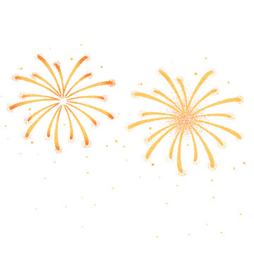 金黄色春节手绘烟花