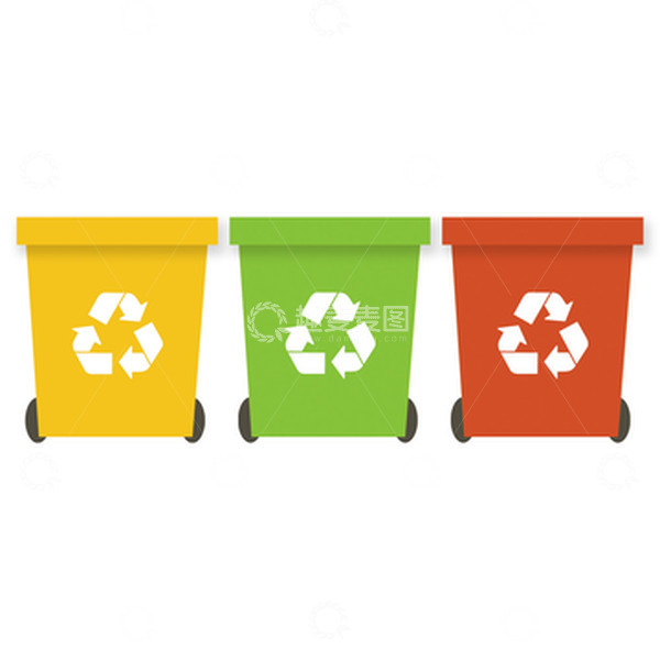 源文件下载【趣麦麦图】红绿黄色卡通垃圾桶素材图