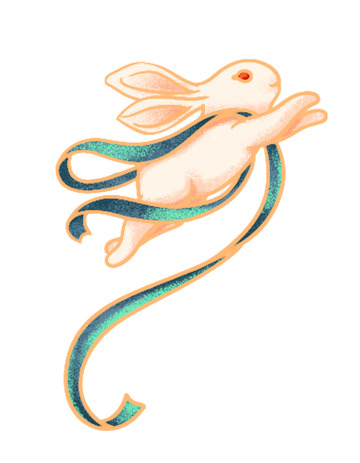 白色春节兔子兔年玉兔手绘国风