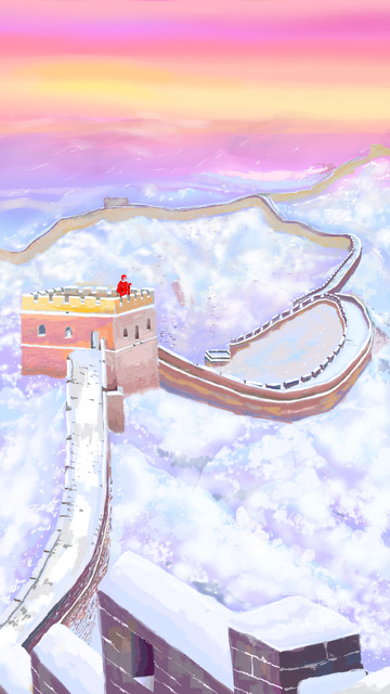 万里长城的雪景
