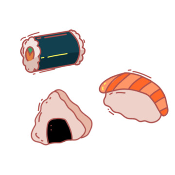 米色插画手绘日系寿司饭团可爱美食
