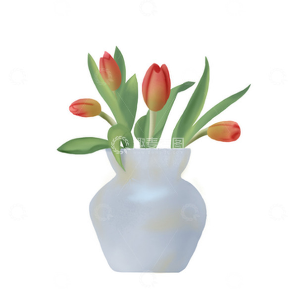 源文件下载【趣麦麦图】小清新风格花瓶郁金香