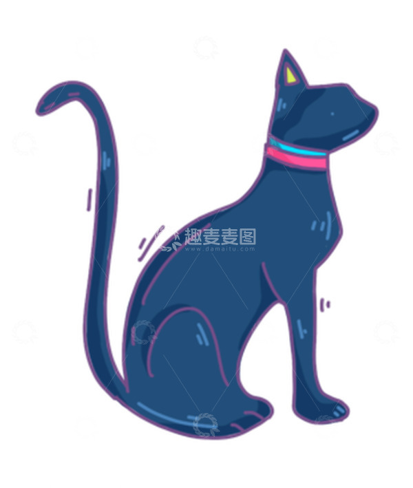 源文件下载【趣麦麦图】黑色插画手绘卡通猫黑猫