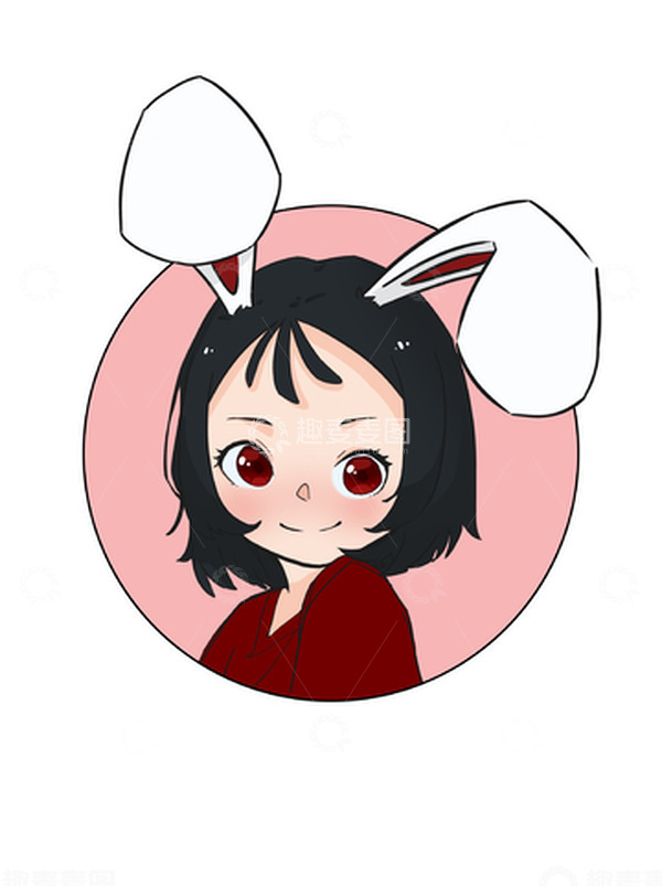 源文件下载【趣麦麦图】手绘兔子耳朵女孩