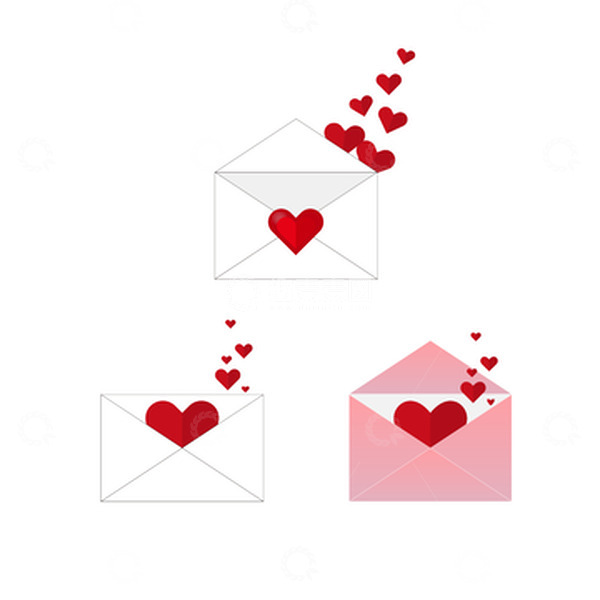 源文件下载【趣麦麦图】情人节扁平风爱心信浪漫元素