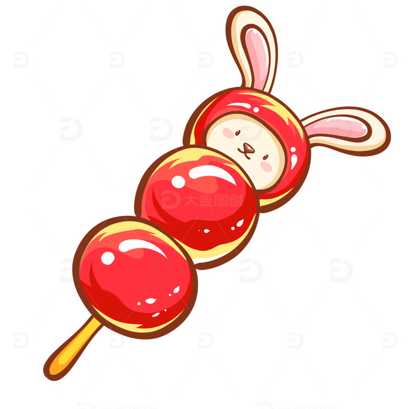 源文件下载【趣麦麦图】-可爱兔子糖葫芦手绘元素