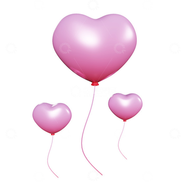 源文件下载【趣麦麦图】粉红色3d卡通爱心气球情人节漂浮元素