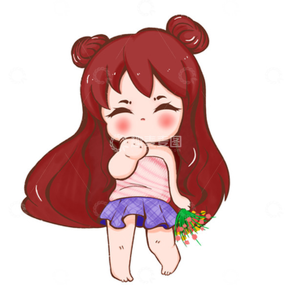 源文件下载【趣麦麦图】小清新可爱迎春少女手绘女孩森系元素