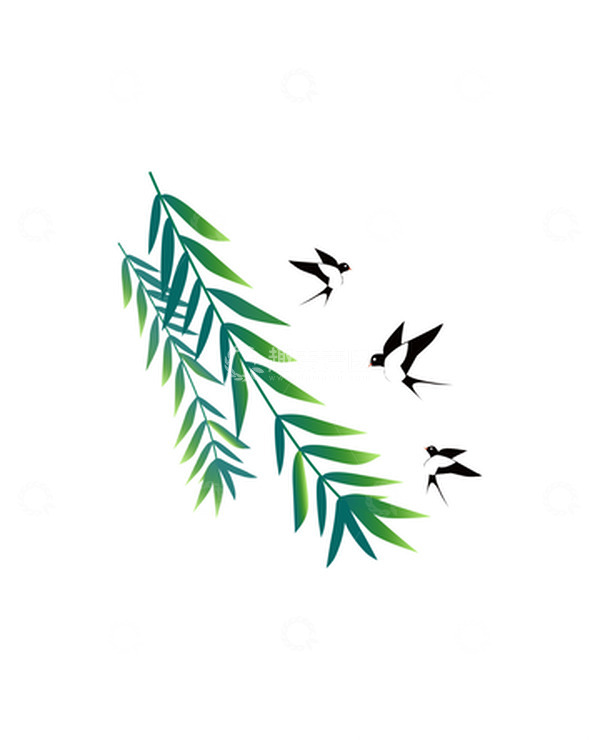 源文件下载【趣麦麦图】春天柳条燕子元素