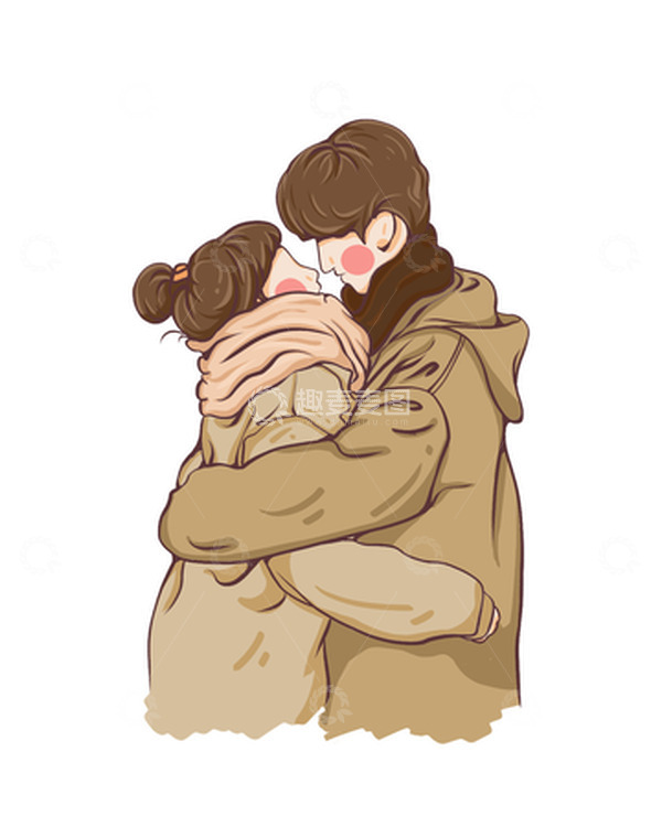 源文件下载【趣麦麦图】情人节情侣浪漫暧昧拥抱手绘图