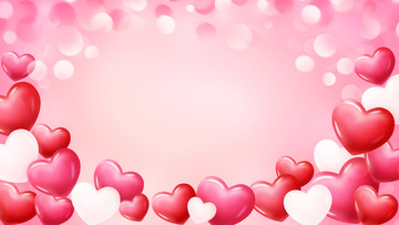粉色光斑浪漫情人节爱心气球背景