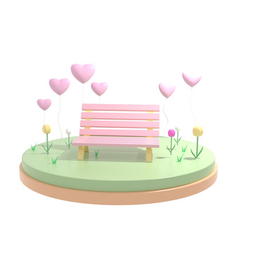 春日公园3d立体长椅爱心气球郁金香情人节