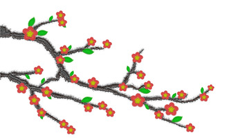 红色国风梅花刺绣素材蜀绣绣花装饰元素