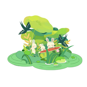 绿色春天手绘图