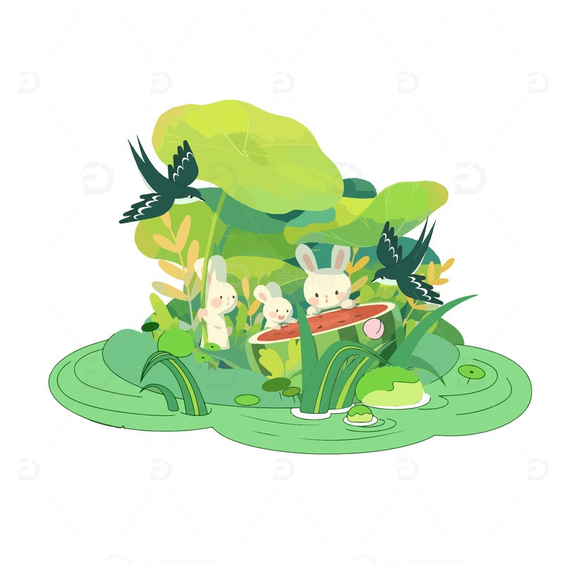 绿色春天手绘图