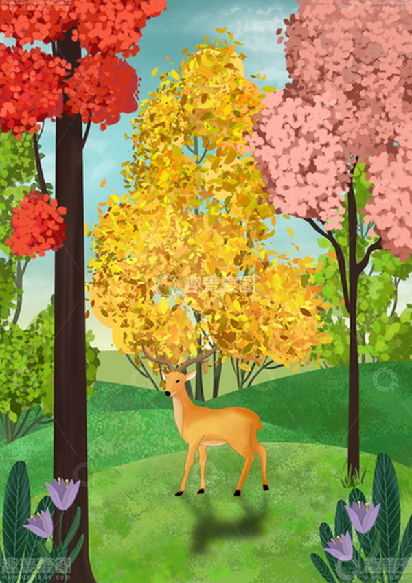 源文件下载【趣麦麦图】绿色小清新春天草地森林