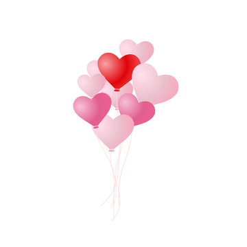 粉色矢量心形气球