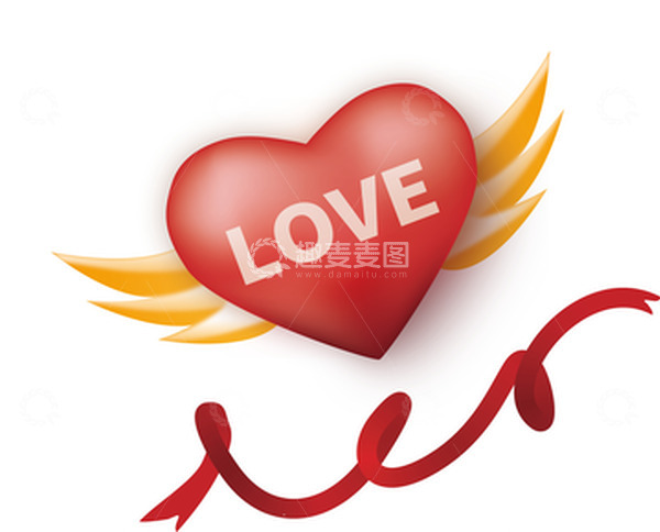 源文件下载【趣麦麦图】翅膀爱心情人节浪漫元素