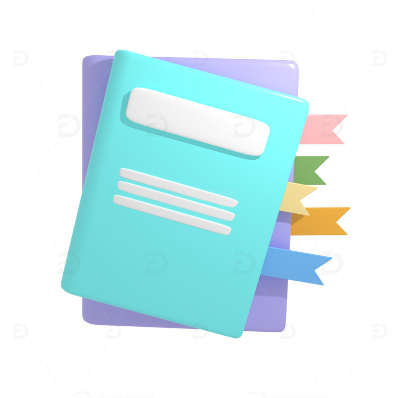 源文件下载【趣麦麦图】卡通3d立体开学学习教育文艺彩色书本便签