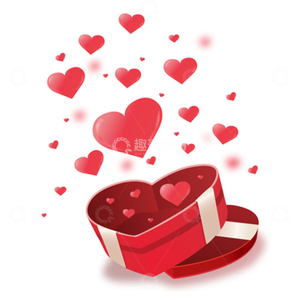 源文件下载【趣麦麦图】粉红色爱心漂浮礼物盒子装饰元素