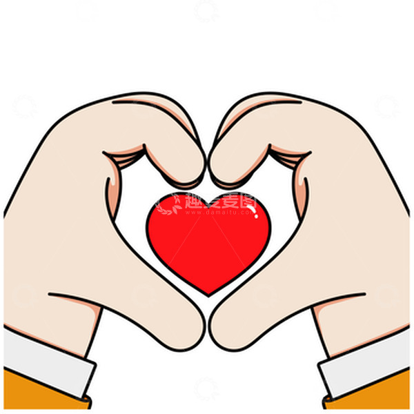 源文件下载【趣麦麦图】情人节红色爱心手势插画