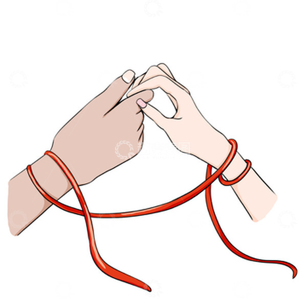 源文件下载【趣麦麦图】红色绳结牵手情人节浪漫手绘元素