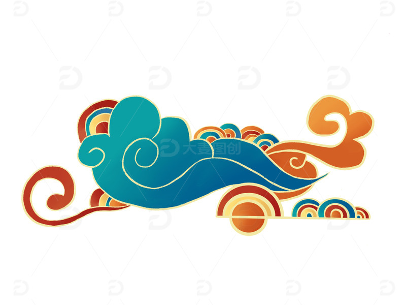 源文件下载【趣麦麦图】-手绘国潮风格花纹素材