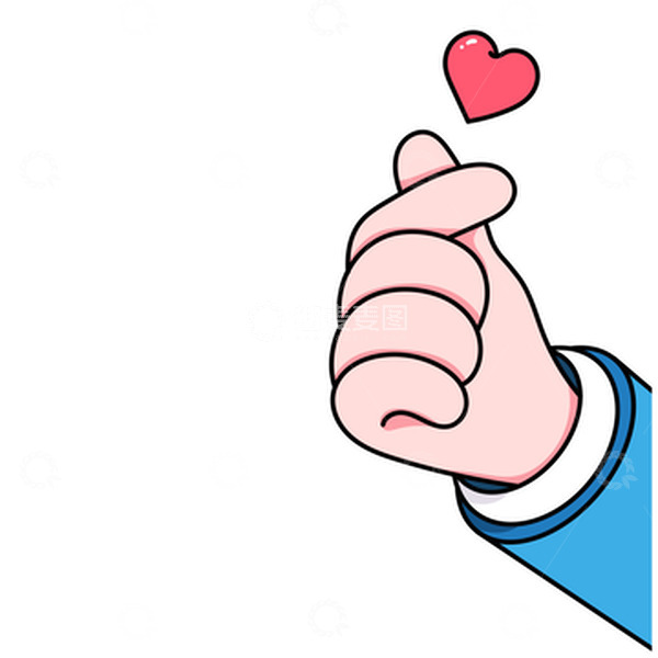 源文件下载【趣麦麦图】情人节红色爱心比心手势插画