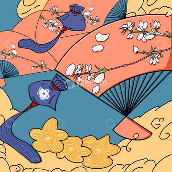 源文件下载【趣麦麦图】新年国风扇子