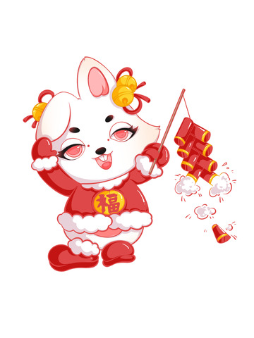 喜贺新春兔子放鞭炮