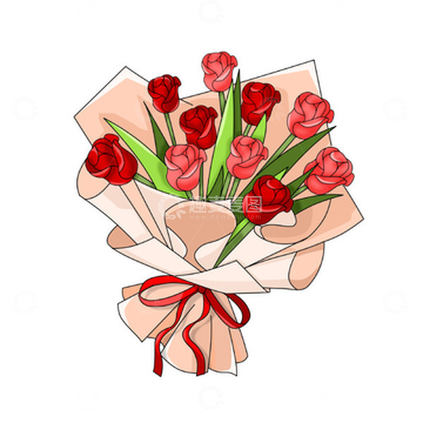 源文件下载【趣麦麦图】-情人节礼物一束玫瑰花