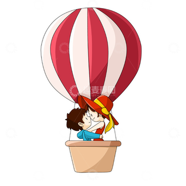 源文件下载【趣麦麦图】情人节坐热气球的情侣