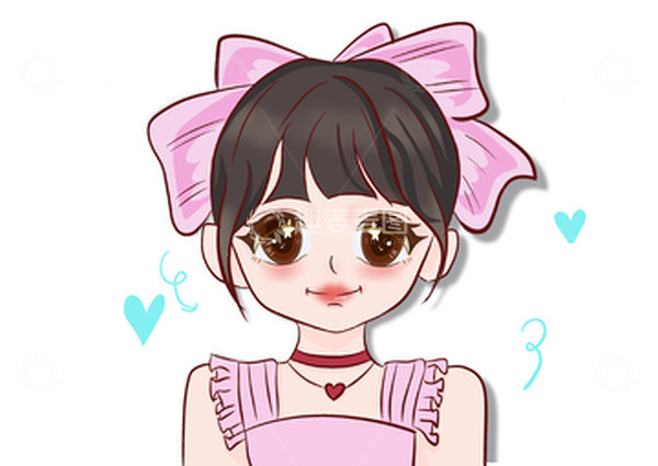 源文件下载【趣麦麦图】粉色小清新可爱小女孩元素手绘插画