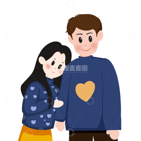 源文件下载【趣麦麦图】蓝色情人节合影