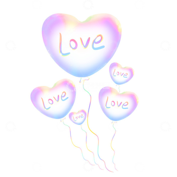 源文件下载【趣麦麦图】-情人节梦幻浪漫爱心气球LOVE漂浮元素