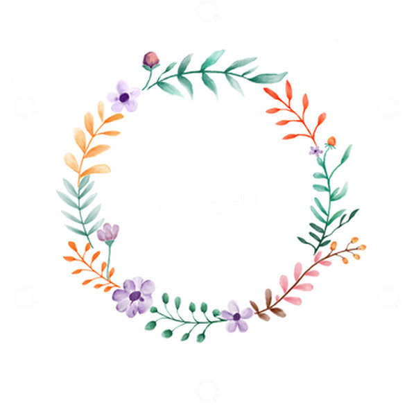 源文件下载【趣麦麦图】绿色小清新花草环春天水彩手绘标题装饰框图