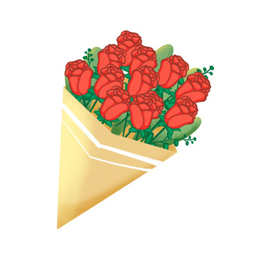 红色玫瑰花束装饰素材