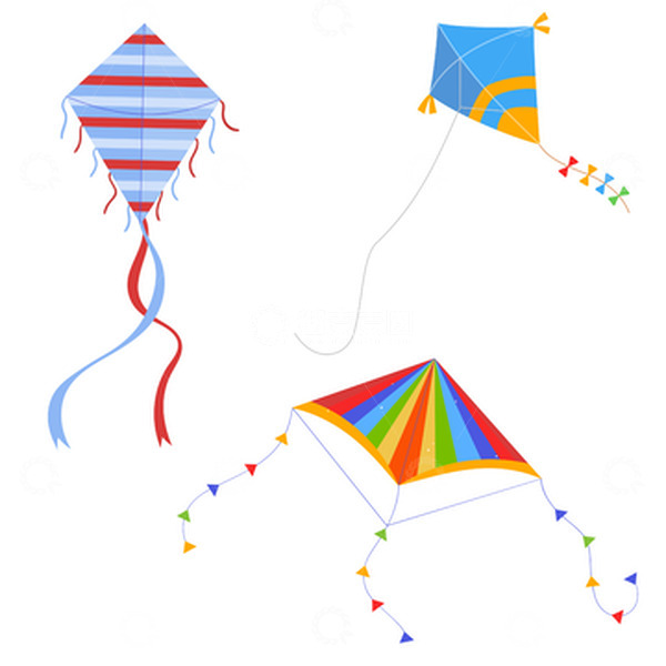 源文件下载【趣麦麦图】-春天卡通风筝矢量元素