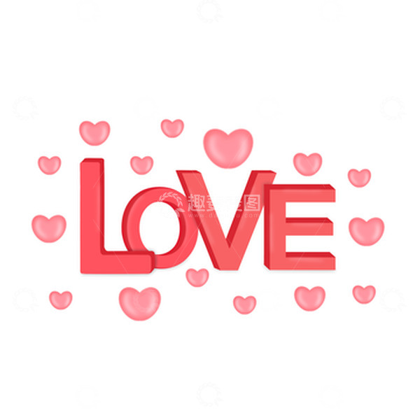 源文件下载【趣麦麦图】粉色情人节LOVE字体手绘