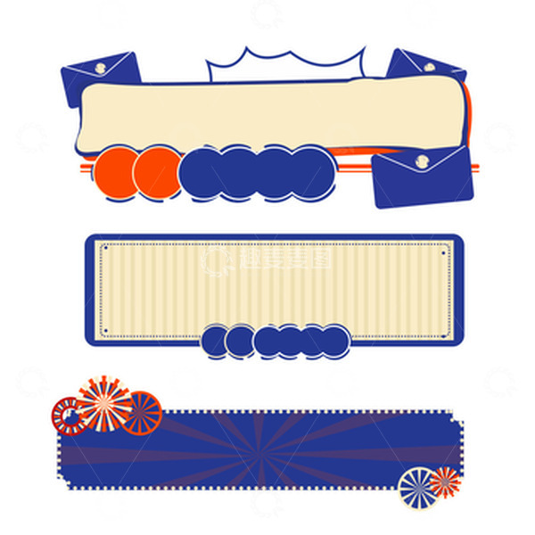 源文件下载【趣麦麦图】蓝色复古文字卡通线条标题框