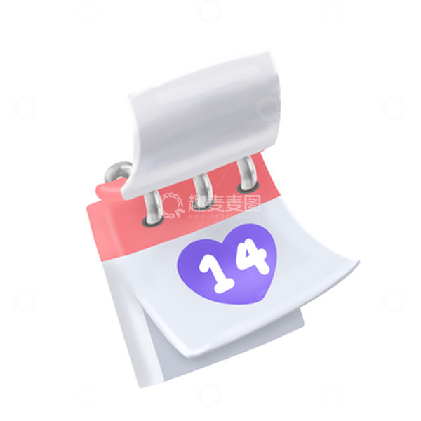 源文件下载【趣麦麦图】2月14日情人节日历浪漫元素手绘图