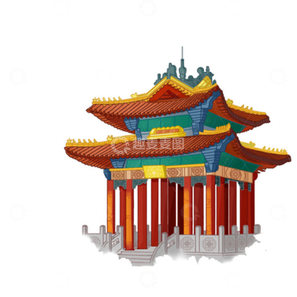 源文件下载【趣麦麦图】古风建筑庄重国潮细腻手绘图