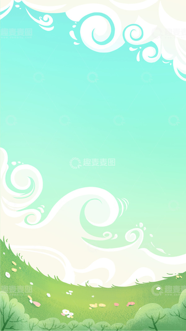 源文件下载【趣麦麦图】-平面风春回大地绿色背景