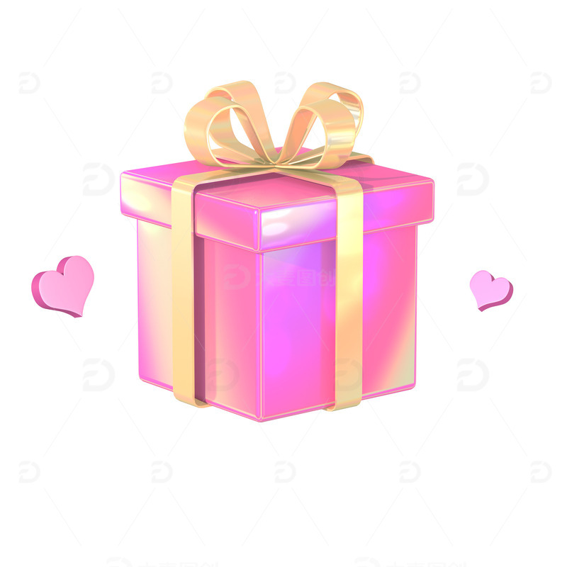 3D立体质感礼盒情人节爱心装饰