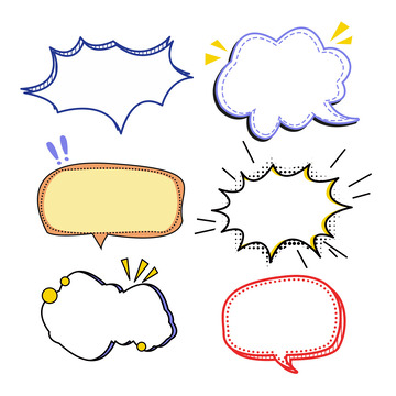 黑边手绘卡通可爱漫画对话框