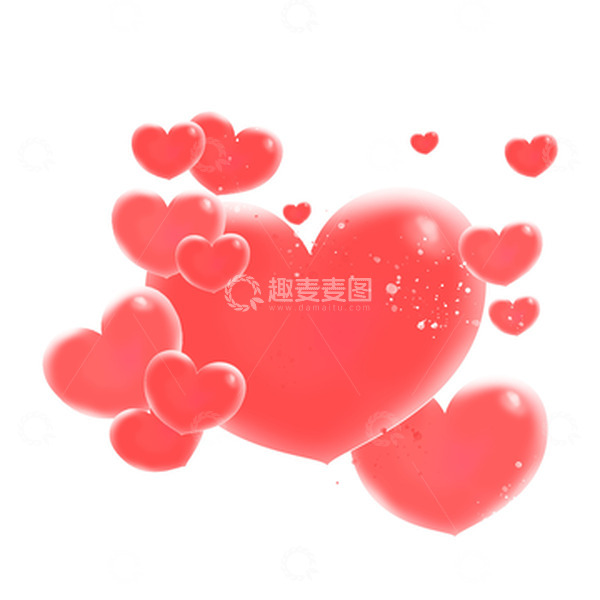 源文件下载【趣麦麦图】粉红色情人节漂浮爱心浪漫装饰元素