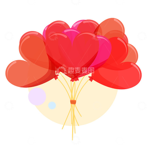 源文件下载【趣麦麦图】-情人节浪漫气球手绘矢量