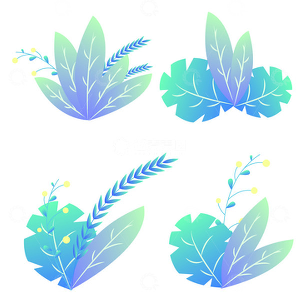 源文件下载【趣麦麦图】蓝紫渐变扁平草丛网页装饰春天